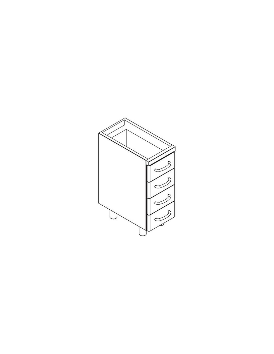 MOBILE BASE - No. 4 drawers 21.8 cm x 52 x H 8.9 - Dimensions 30 x 56.6 x 79 cm