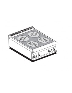 Cocina profesional de inducción - N. 4 placas - cm 80 x...