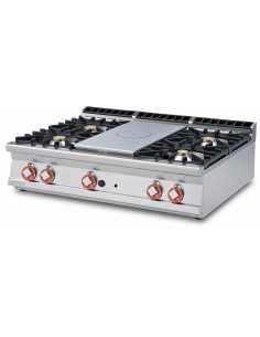 Cocina profesional de gas - N. 4 fogones + Placa - cm 120...