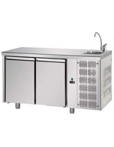 Mesa refrigerada - Lavello - N. 2 puertas - cm 142 x 70 x 115/120 h