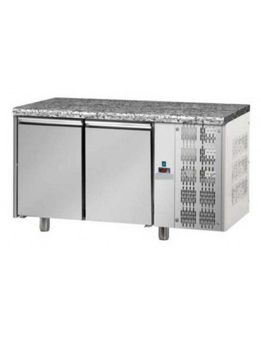 Tavolo refrigerato - Piano in granito - N. 2 Porte - cm 143 x 70 x 85/92 h
