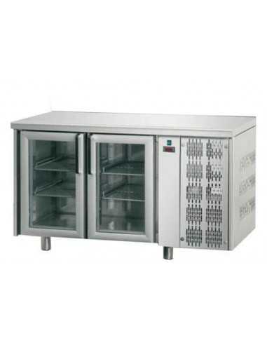 Tabla refrigerada - N. 2 Puertas de vidrio - cm 142 x 70 x 85/92 h