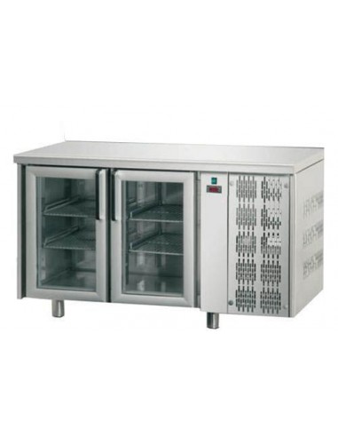 Refrigerated table - N. 2 Glass doors - cm 142 x 70 x 85/92 h