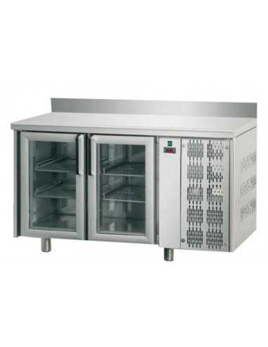 Tavolo refrigerato - Alzatina - N. 2 porte - cm 142 x 70 x 95/102 h