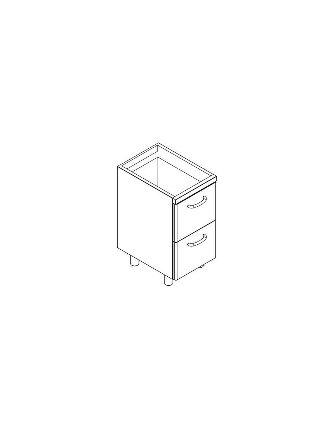 Base cabinet - No. 2 drawers cm 31.8 x 52 x 25 H - Size cm 40 x 56,6 x 79 H