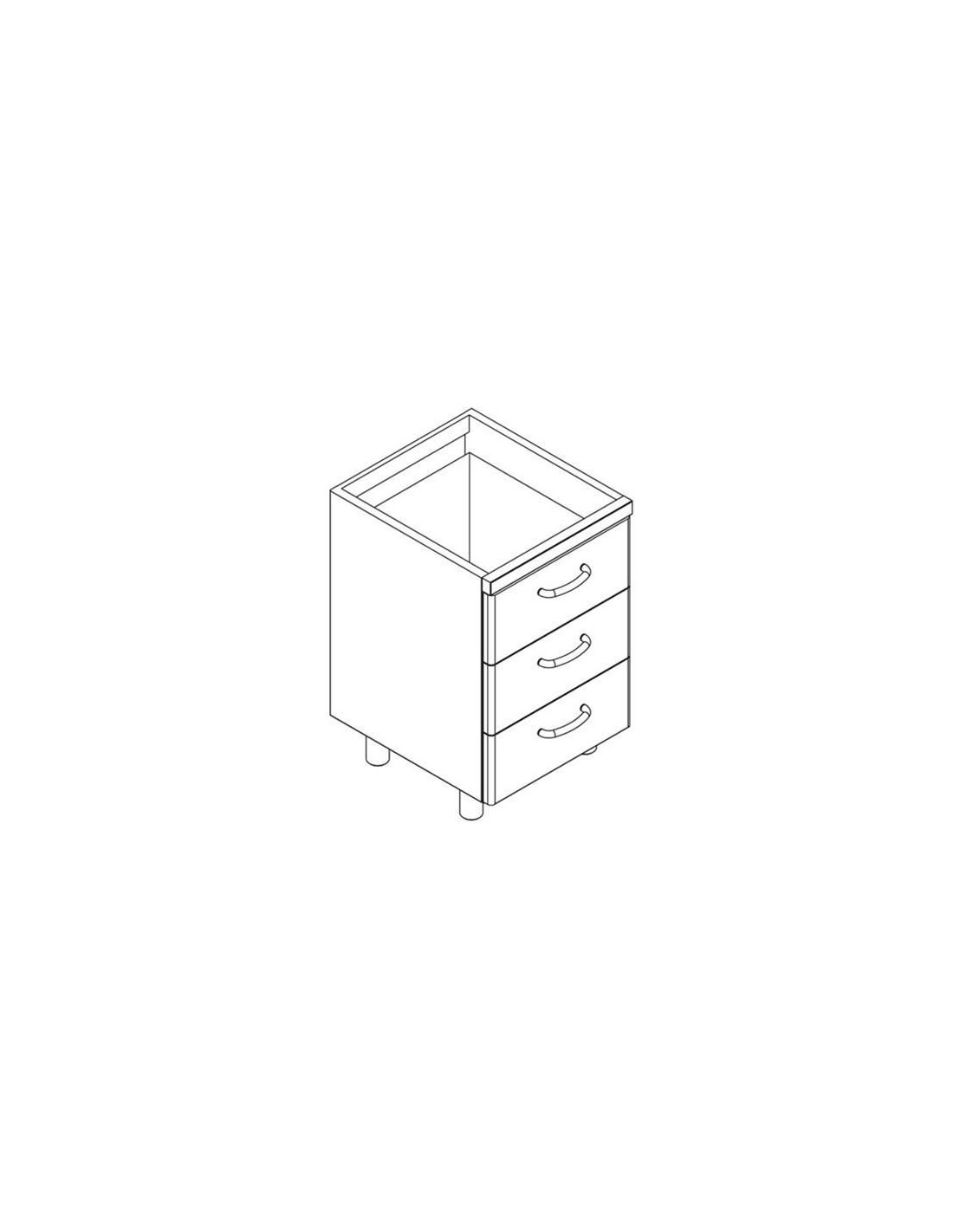 Base cabinet - No. 3 drawers cm 31.8 x 52 x 14.3 H - Size cm 40 x 56,6 x 79 H