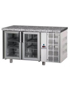 Tavolo refrigerato - Piano in granito - N.2 Porte vetro -...