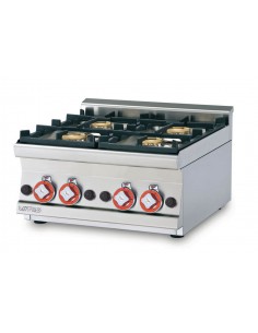 Cocina profesional de gas - N. 4 fogones - 60 x 60 x 28 cm h