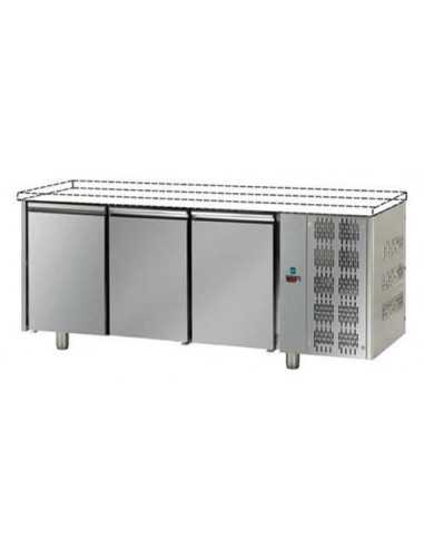 Tavolo refrigerato - Senza piano - N. 3 Porte - cm 187 x 70 x 80/87 h