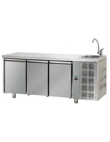 Mesa refrigerada - Lavello - N. 3 puertas - cm 187 x 70 x 115/120 h