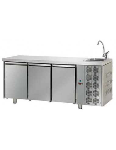Refrigerated Table with Sink and 3 Doors - cm...