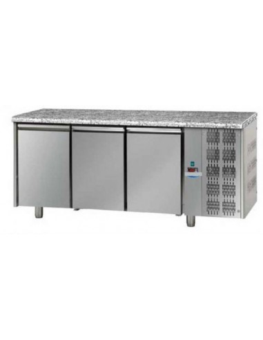 Refrigerated table - Granite top - N. 3 Doors - cm 187 x 70 x 85/92 h
