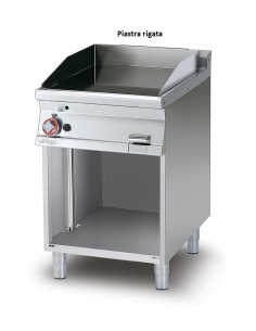 Fry top a gas - Piastra rigata al cromo - cm 60 x 70,5 x...