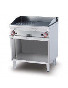 Fry top a gas - 1/2 Piastra liscia 1/2 Piastra rigata...