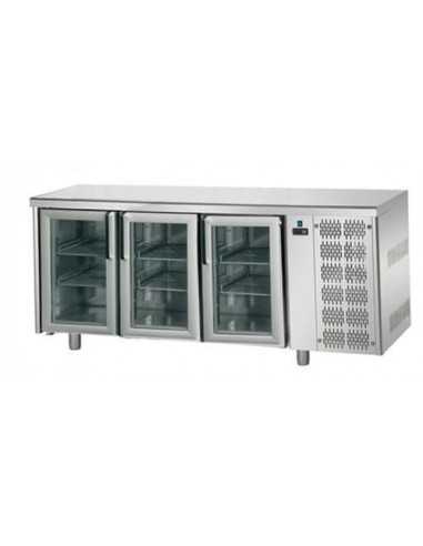 Tabla refrigerada - N. 3 puertas de vidrio - cm 187 x 70 x 85/92 h