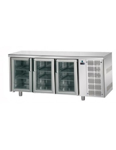 Refrigerated table - N. 3 Glass doors - cm 187 x 70 x 85/92 h