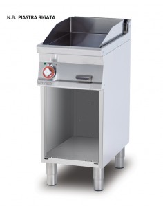 Fry top elettrico - Piastra rigata cromata - cm 40 x 70.5...