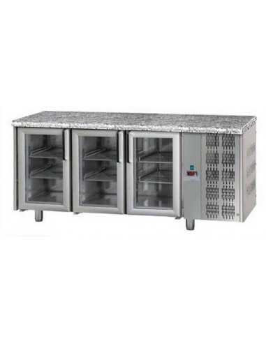 Mesa refrigerada con encimera de granito y 3...