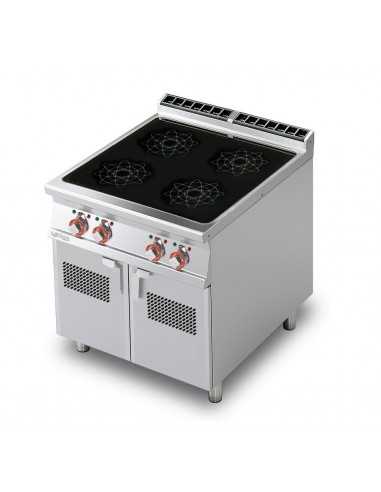 Electric kitchen - No. 4 induction plates - Power total kW 20 - Triphase - Dimensions cm 80 x 90 x 90 h