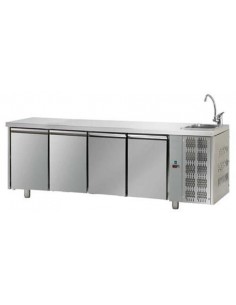 Mesa refrigerada con fregadero y 4 puertas - Temperatura...