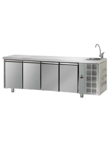 Mesa refrigerada - Lavello - N. 4 puertas - cm 232 x 70 x 115/120 h