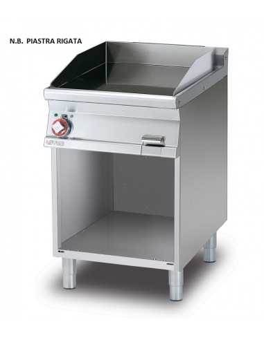 Fry top elettrico - Piastra rigata in acciaio - cm 60 x 70.5 x 90 h