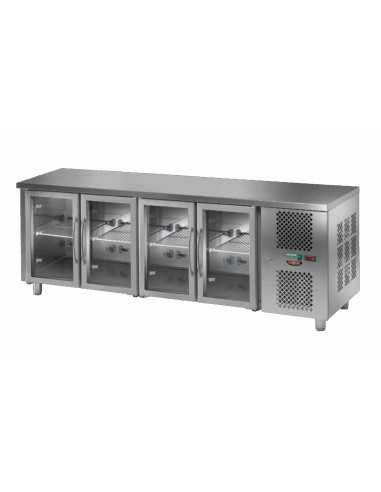 Mesa refrigerada con 4 puertas de cristal -...