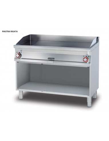 Fry top elettrico - Piastra rigata in acciaio - cm 120 x 70.5 x 90 h