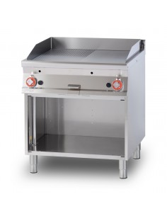 Fry top a gas - 1/2 piastra liscia 1/2 piastra rigata al...