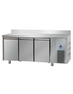 Refrigerated table with backsplash and 3 doors -...