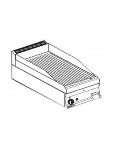 Fry top a gas - Piastra rigata - Cm 40 x 60 x 28 h