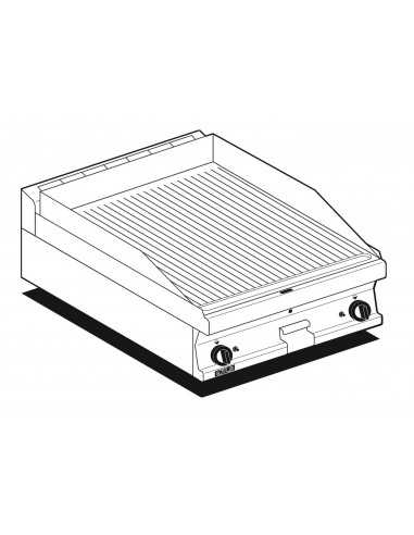 Fry top a gas - Piastra rigata - Cm 60 x 60 x 28 h