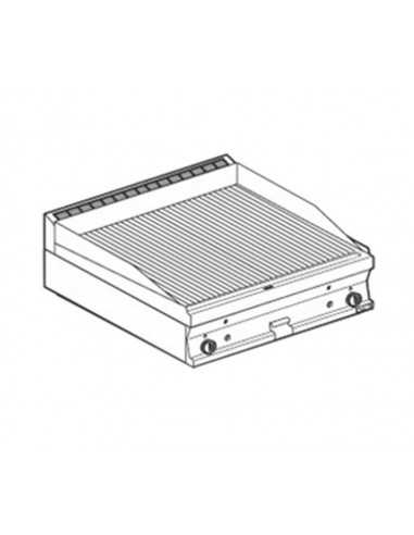 Fry top a gas - Piastra rigata - Cm 80 x 60 x 28 h