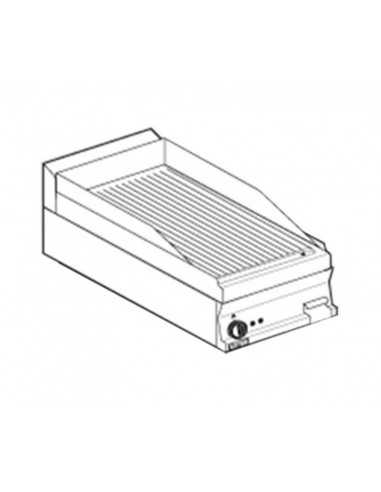 Plancha eléctrica - Placa cromada acanalada - 40 x 60 x 28 cm h