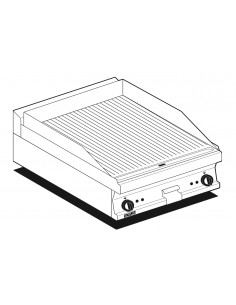 Professional Electric Fry Top - Chrome-Plated Ribbed Griddle - 60 x 60 x 28 cm h