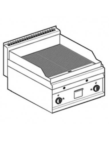 Fry top a gas - Piastra rigata - Cm 60 x 65 x 29 h