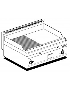 Fry top gas - 1/2 Smooth plate 1/2 Striped plate - Cm 80...