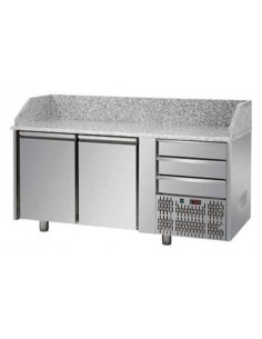 Pizza counter with 2 doors and 3 drawers - cm 161 x 75 x 103/110 h