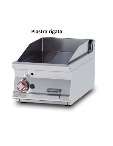 Fry top a gas - Piastra rigata - Cm 40 x 70,5 x 28 h