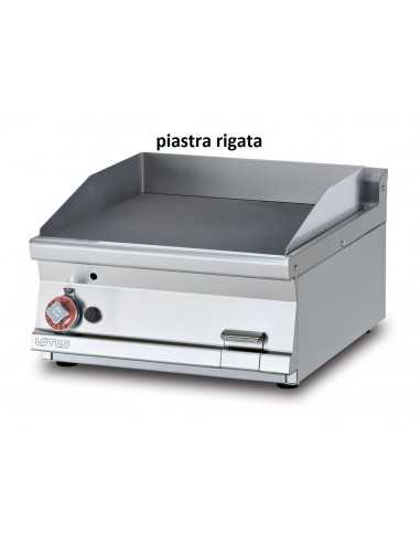 Fry top a gas - Piastra rigata al cromo - Cm 60 x 70,5 x 28 h