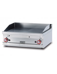 Fry top a gas - 1/2 piastra liscia 1/2 piastra rigata al...