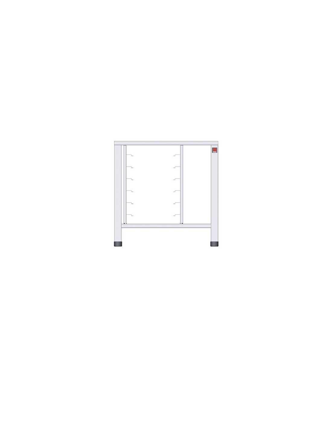 Tavolo fisso in AISI 430 con supporti universali - Capacità : 6 teglie 1/1 GN o 6 griglie cm 60 x 40 - Per EKF 311, EKF 364, EKF