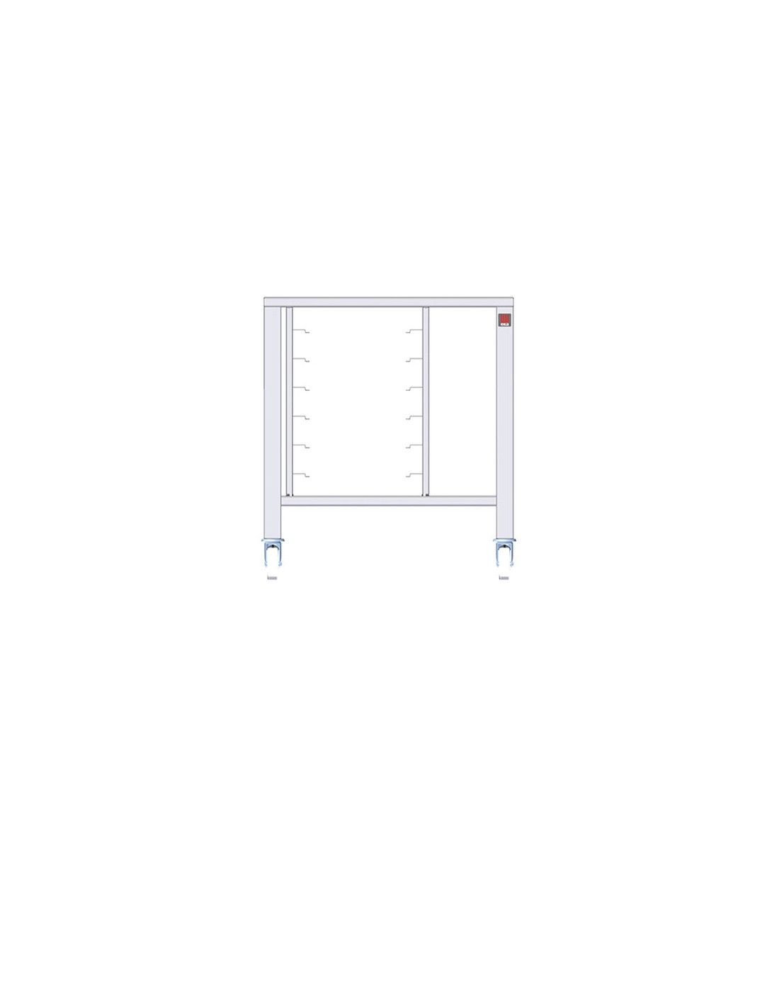 Mesa fija en AISI 430 con ruedas universales y soportes - Capacidad: 6 bandejas 1/1 GN o bandejas 60 x 40 cm - Para EKF 31