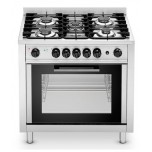 Cucina - 5 fuochi- Con forno elettrico a convenzione - N. 4 teglie/griglie GN1/1 - Trifase - cm 90 x 65.5 x 90 h
