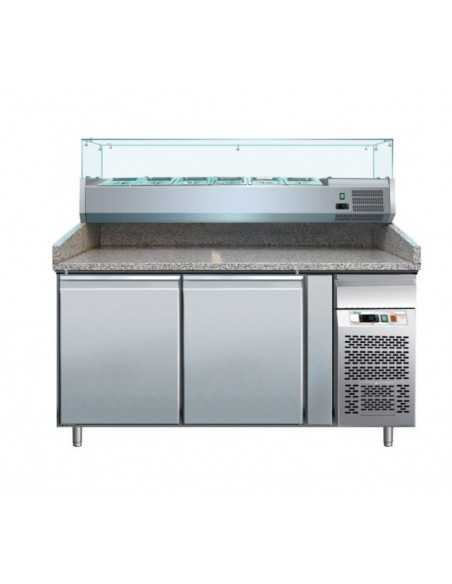 Mostrador para pizza con 2 puertas y vitrina - 151 x 80 x 100 h cm Mostrador para pizza con 2 puertas y vitrina - 151 x 80 x 100 h cm