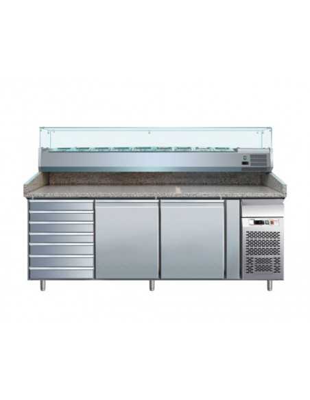 Pizza counter 2 doors and drawers - Display cabinet - cm 202.5 x 80 x 100 h Pizza counter 2 doors and drawers - Display cabinet - cm 202.5 x 80 x 100 h