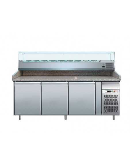 Banco pizza da 3 porte - Vetrina - cm 202 x 80 x 100 h Banco pizza da 3 porte - Vetrina - cm 202 x 80 x 100 h