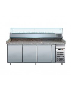 Banco pizza con 3 porte - Vetrina - cm 202 x 80 x 100 h