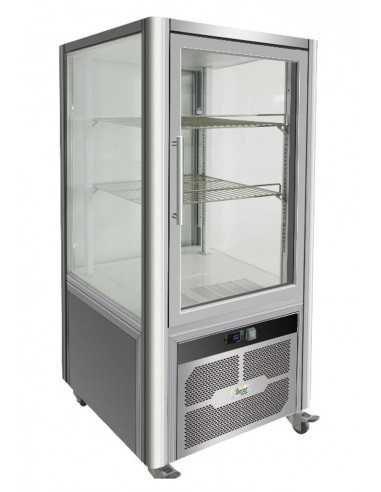 Vetrina refrigerata - 4 lati espositivi - Ventilata - Capacità  lt 200 - cm 70.1 x 74.2 x 130h