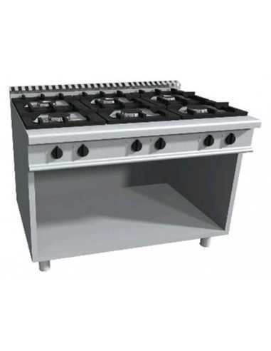 Cucina a gas - N. 6 fuochi - cm 120 x 90 x 85h